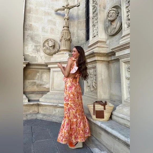 Zara Linen Ruffled Midi Dress‎ - Picture 11 of 17